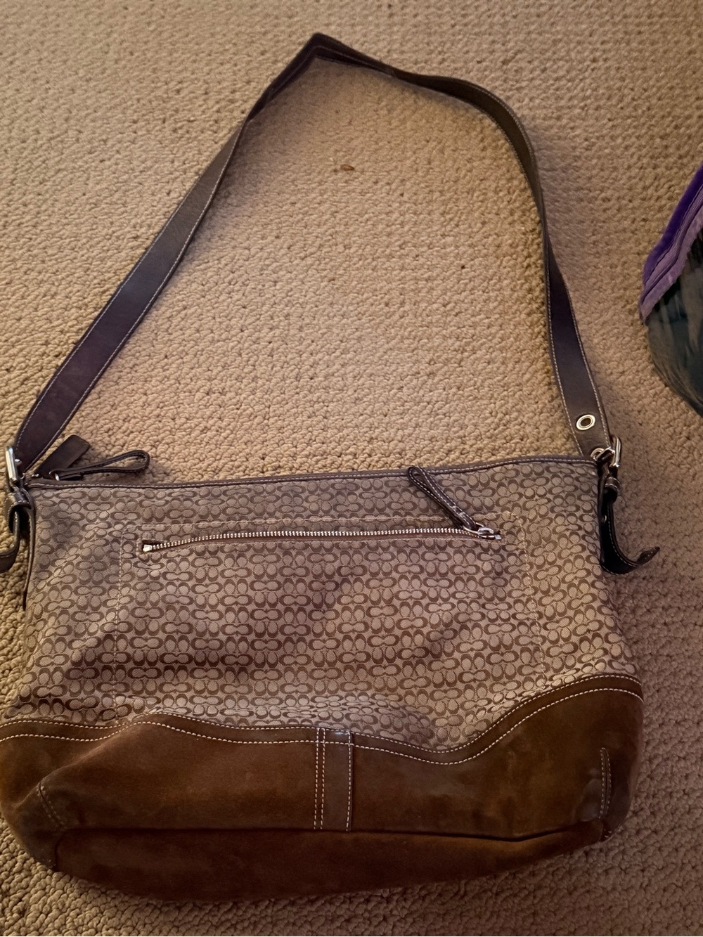 Vintage Coach Canvas and Suede shoulder bag